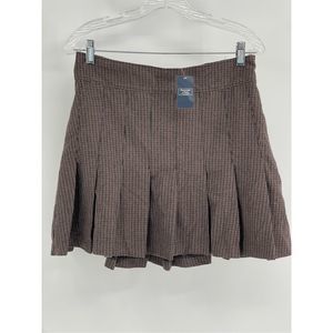 Abercrombie & Fitch Skirt Women Medium Brown Plaid Pleated Mini School Girl New